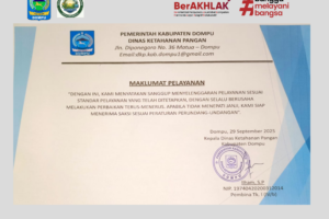 MAKLUMAT PELAYANAN DINAS KETAHANAN PANGAN KABUPATEN DOMPU